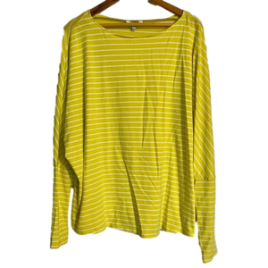 Crown & Ivy XXL Lime Green/White Stripes Shirt w/ Bat Wing Design